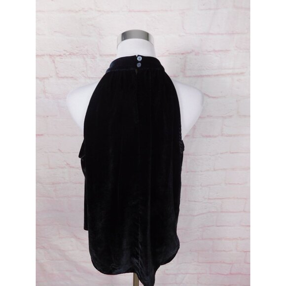 LOFT Black Velvet Halter Top M Sleeveless High Neck Blouse NWT Holiday - Picture 6 of 13